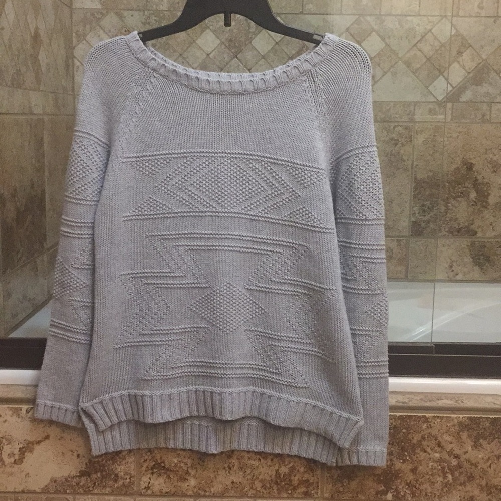 3/$9 Pink Rose grey Large lightweight sweater